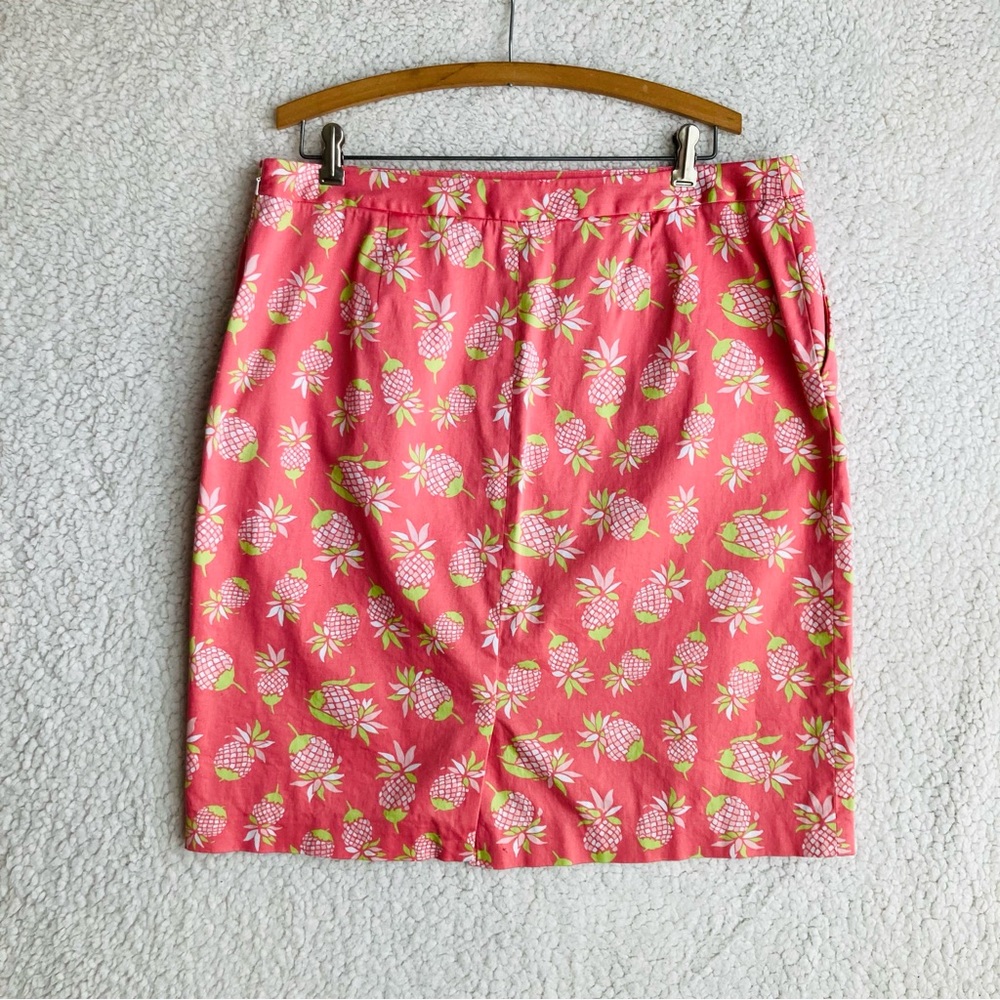 346 Brooks Brothers Stretch Women's pink pineapple print pencil skirt, Sz 16 - Picture 10 of 13